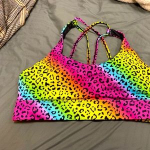 Zyia Rainbow Leopard Light and Tight Strappy Bra XXL